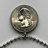 1999 USA Quarter 25 coin pendant Crossroads of the Revolution George Washington Crossing the Delaware 1776 New Jersey 1851 painting n003983
