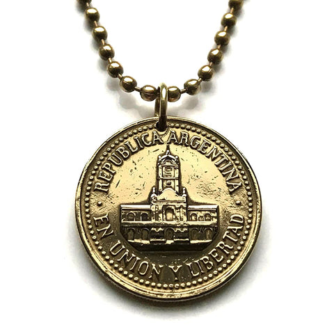 1992 Argentina 25 Cent coin pendant Cabildo ayuntamiento Buenos Aires Monserrat San Nicolás Plaza de Mayo San Telmo Puerto Madero Retiro Barracas Calle Defensa Revolución de Mayo Mar del Plata Quilmes Tango Corrientes Gran Chaco Córdoba Rosario n002939