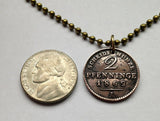 antique! 1868 Germany Prussia Deutschland 2 Pfenninge coin pendant Hohenzollern black eagle Berlin Cologne Düsseldorf Koblenz Saxony Magdeburg Münster Frankfurt Potsdam Lower Rhine Westphalia Arnsberg Brandenburg Königsberg Pomerania Hanover n000701