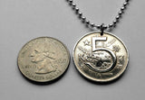 1966 Czechoslovakia 5 Korun coin pendant necklace socialist Czechia Czech lion Slovakia Prague Bratislava Brno Ostrava Plzen Liberec Cesky Krumlov Bohemia Moravia Cesky Krumlov Kutná Hora n001017