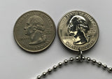 1999 USA Quarter 25 coin pendant Crossroads of the Revolution George Washington Crossing the Delaware 1776 New Jersey 1851 painting n003983