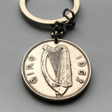 1965 Ireland Éire 1 Florin coin keychain or pendant salmon fish Irish harp Cláirseach Dublin Cork Limerick Galway Waterford Guinness shamrock Gaelic Saint Patricks Day Hibernia Connacht Leinster n001768