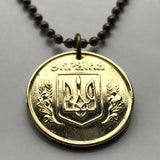 2008 Ukraine Ukrayina 50 Kopiyok coin pendant necklace jewelry Tryzub gold trident Kiev Lviv Kryvyi Rih Mykolaiv Kievan Rus' Sumy Vinnytsia Luhansk Kharkiv Odessa Zaporizhia Mariupol Black Sea n001238