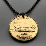 1993 Finnland Suomi 5 Markkaa Münzanhänger Ringelrobbe des Saimaa-Sees Helsinki Espoo Linnansaari und Kolovesi-Nationalpark Finnen Wikinger Bottnischer Meerbusen Meankieli Torne-Tal Fluss Kven Ostsee Balto-Finnisch Karelisch Savonien Nordisch n000414