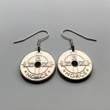 Norway Norge Noreg 1 Krone coin earrings jewelry Norwegian crown Norsk bird Setesdal Oslo Bergen Stavanger Sandnes Bokmal Nynorsk Alesund Nordic Scandinavia Viking Norse Den norske løve Trondheim Valle e000177