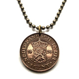 1920 Netherlands East Indies Indonesia 1 Cent coin pendant Dutch lion Jakarta Surabaya Bandung Medan Bekasi Palembang Tangerang Sundaland Java Prambanan Borobudur Toraja Bali Sunda Islands Bhinneka Tunggal Minangkabau people Suku Minang Surabaya n003284