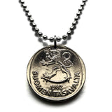 Finland Suomi 1 Markka coin pendant necklace jewelry Finnish lion Helsinki Finns Finnic Espoo Tampere Vantaa Oulu Turku Jyväskylä Nordic Baltic Lahti Ostrobothnia Porvoo Rovaniemi Uusimaa Kuopio Savonlinna Mikkeli Lappeenranta Bothnia n000367