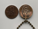 1947-1957 Netherlands 10 Boordgeld ration token pendant necklace Stoomvaart Maatschappij Nederland Dutch ship Amsterdam Holland Utrecht Rotterdam The Hague Eindhoven Groningen Tilburg Leiden n003471