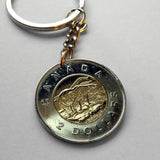 1996 Canada 2 Dollars coin pendant Canadian Polar Bear Arctic Ice Toronto Montreal Vancouver Calgary Edmonton Ottawa Québec Winnipeg Mississauga Hamilton Ontario Manitoba Alberta Victoria Halifax British Columbia Nova Scotia New Brunswick Nunavut k000018