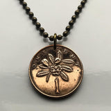 1971 Jamaica Cent coin pendant crocodile alligator pineapples Ackee fruit Kingston Portmore Spanish Town Montego Bay May Pen Mandeville Old Harbour Savanna-la-Mar Ocho Ríos Jamdung Patois dub ska Caribbean Marcus Garvey Rastafari Bob Marley Reggae n000239