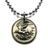 1979 Barbados 10 Cents coin pendant Laughing gull bird Trident 3 pronged spear dolphin fish pelican Bridgetown Oistins Holetown Speightstown Saint Michael Six Cross Roads South Point Lighthouse drietand Neptune sea god aquaman n000571