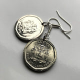 1996 Jamaica 5$ coin earrings crocodile pineapples alligator Norman Manley national hero Kingston Montego Bay May Pen Jamrock Jamdung Patois dub ska Patwah Ocho Ríos Portmore Marcus Garvey Rastafari Bob Marley Reggae Spanish Town Mandeville e000196