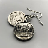 South Africa 1 Rand coin earrings jewelry springbok antelope gazelle Cape Town Johannesburg Durban Pretoria Port Elizabeth Tswana Xhosa Bloemfontein Afrikaans Bantu isiZulu Northern Sotho e000432