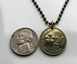 2016 Malaysia 20 Sen coin pendant Bunga melur jasmine flower destar siga Hibiscus flower Kuala Lumpur Kajang Seberang Perai Subang Jaya Klang Johor Bahru n000531