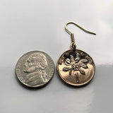 Jamaica 1 Cent coin earrings crocodile alligator pineapples Ackee fruit Kingston Portmore Spanish Town Montego Bay May Pen Mandeville Old Harbour Savanna-la-Mar Ocho Ríos Jamdung Patois dub ska Caribbean Marcus Garvey Rastafari Bob Marley Reggae e000313