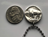 1928 USA 5 Cent Buffalo Indian Head nickel coin pendant native American bison Chief Iron Tail New York Washington Nebraska n000563