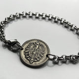 1875 Germany Deutschland 5 Pfennig coin bracelet German black eagle Berlin Hamburg Munich Cologne Frankfurt Stuttgart Düsseldorf Leipzig Dortmund Essen Bremen Dresden Hanover Nuremberg b000068