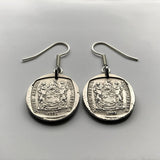 South Africa 1 Rand coin earrings jewelry springbok antelope gazelle Cape Town Johannesburg Durban Pretoria Port Elizabeth Tswana Xhosa Bloemfontein Afrikaans Bantu isiZulu Northern Sotho e000432