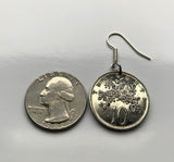 Jamaica 10 Cents coin earrings butterfly crocodile pineapples alligator Kingston May Pen Montego Bay Spanish Town Mandeville Ocho Ríos Portmore Jamrock Jamdung Jamaican Patwah Patois Ackee dub ska  Marcus Garvey Rastafari Bob Marley Reggae e000271