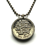 2002 England United Kingdom 1 Pound coin pendant 3 English lions London Manchester Birmingham Bradford Liverpool Bristol Newcastle Sheffield Cambridge Leeds Canterbury Nottingham Kent York n002573