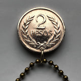 1977 Colombia 2 Pesos coin pendant Colombian Simon Bolivar Medellin Cali Bogota Pereira Columbia Parcero Santander parcero n002806