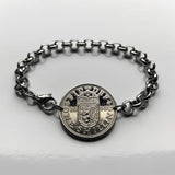 Scotland United Kingdom Great Britain 1 Shilling coin rolo link bracelet jewelry Scottish lion Edinburgh Glasgow Perth Alba Dundee Aberdeen Holyrood Palace Lothian Stirling Scots Inverness Fife British b000078