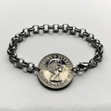 Scotland United Kingdom Great Britain 1 Shilling coin rolo link bracelet jewelry Scottish lion Edinburgh Glasgow Perth Alba Dundee Aberdeen Holyrood Palace Lothian Stirling Scots Inverness Fife British b000078