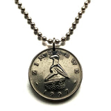1997 Great Zimbabwe Rhodesia 20 Cents coin pendant African stone carved bird sculpture Birchenough Bridge Save River Manicaland Harare Salisbury Bulawayo Chitungwiza Mutare Epworth Shona Ndebele Bantu Lemba Gweru Kwekwe Kadoma Chewa n002272
