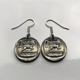 South Africa 1 Rand coin earrings jewelry springbok antelope gazelle Cape Town Johannesburg Durban Pretoria Port Elizabeth Tswana Xhosa Bloemfontein Afrikaans Bantu isiZulu Northern Sotho e000432