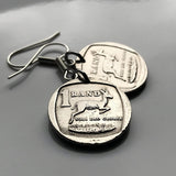 South Africa 1 Rand coin earrings jewelry springbok antelope gazelle Cape Town Johannesburg Durban Pretoria Port Elizabeth Tswana Xhosa Bloemfontein Afrikaans Bantu isiZulu Northern Sotho e000432