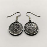 Deutschland Deutschland 5 Pfennig Eisenmünze Ohrringe Schmuck 1. Weltkrieg Ära Deutscher Schwarzer Adler Berlin Hamburg München Köln Frankfurt Stuttgart Düsseldorf Dortmund Bayern Rothenburg Leipzig Bremen Dresden e000071