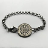 1875 Germany Deutschland 5 Pfennig coin bracelet German black eagle Berlin Hamburg Munich Cologne Frankfurt Stuttgart Düsseldorf Leipzig Dortmund Essen Bremen Dresden Hanover Nuremberg b000068