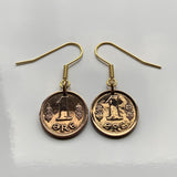 Denmark Danmark Ore coin earrings Danish royal crown initial C X Copenhagen Aarhus Odense Aalborg Esbjerg Dane Randers Kolding Horsens Funen Jutland Viking Scandinavia Nordic Roskilde Syddanmark Aabenraa Hillerød Zealand Vendsyssel Faroese Amager e000531