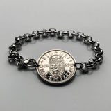 Scotland United Kingdom Great Britain 1 Shilling coin rolo link bracelet jewelry Scottish lion Edinburgh Glasgow Perth Alba Dundee Aberdeen Holyrood Palace Lothian Stirling Scots Inverness Fife British b000078