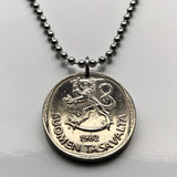 Finland Suomi 1 Markka coin pendant necklace jewelry Finnish lion Helsinki Finns Finnic Espoo Tampere Vantaa Oulu Turku Jyväskylä Nordic Baltic Lahti Ostrobothnia Porvoo Rovaniemi Uusimaa Kuopio Savonlinna Mikkeli Lappeenranta Bothnia n000367