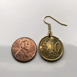 2002 Italy 10 Euro Cent coin earrings Italia Birth of Venus Botticelli Rome Florence lady woman painter oil painting dangle drop e000050