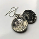 1996 Jamaica 5$ coin earrings crocodile pineapples alligator Norman Manley national hero Kingston Montego Bay May Pen Jamrock Jamdung Patois dub ska Patwah Ocho Ríos Portmore Marcus Garvey Rastafari Bob Marley Reggae Spanish Town Mandeville e000196