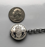 Escocia Reino Unido Gran Bretaña Moneda de 1 chelín Pulsera de eslabones rolo Joyería León escocés Edimburgo Glasgow Perth Alba Dundee Aberdeen Palacio de Holyrood Lothian Stirling Escocés Inverness Fife Británico b000078