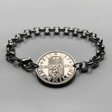 Escocia Reino Unido Gran Bretaña Moneda de 1 chelín Pulsera de eslabones rolo Joyería León escocés Edimburgo Glasgow Perth Alba Dundee Aberdeen Palacio de Holyrood Lothian Stirling Escocés Inverness Fife Británico b000078