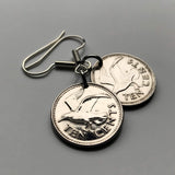 Barbados 10 Cents coin earrings fashion jewelry Laughing gull bird Trident 3 pronged spear dolphin fish pelican Bridgetown Oistins Holetown Speightstown Saint Michael Six Cross Roads South Point Lighthouse drietand Neptune sea god aquaman e000342