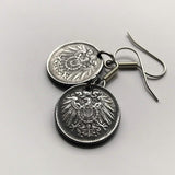 Deutschland Deutschland 5 Pfennig Eisenmünze Ohrringe Schmuck 1. Weltkrieg Ära Deutscher Schwarzer Adler Berlin Hamburg München Köln Frankfurt Stuttgart Düsseldorf Dortmund Bayern Rothenburg Leipzig Bremen Dresden e000071