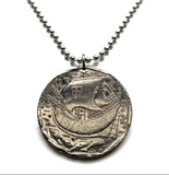 Portugal 50 Escudos coin pendant necklace Portuguese caravela ship Quinas Lisbon Porto Braga Sintra Coimbra Faro Lagoa Algarve Praia da Marinha Vasco da Gama navigator sail ocean sea n000366