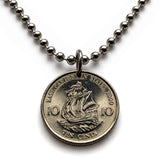 2000 East Caribbean States 10 Cents coin pendant Golden Hind galleon ship Antilles Caribbees Leeward British Virgin Windward Island n003960