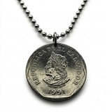 El Salvador 1 Colon coin pendant necklace jewelry Christopher Columbus Cristobal Colon San Salvador Soyapango Santa Ana San Miguel Mejicanos Ahuachapán Ilopango Tonacatepeque Opico Zacatecoluca La Libertad Tecla n001716