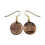 Trinidad and Tobago 1 Cent coin earrings jewelry Scarlet Ibis Cocrico Port of Spain hummingbird Arima Couva Scarborough Soca Rapso steelpan Point Fortin Diego Martin Trinbagonian caribbean island e000069