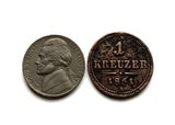 1851! Austria Osterreich 1 Kreuzer colgante de moneda Águila austríaca Corona de los Habsburgo de Viena Salzburgo Innsbruck Graz Linz Tirol Villach Carintia Innere Stadt Estiria Klagenfurt Sankt Pölten Budapest n000998B