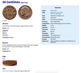 1953 Belgium Belgie Belgique 50 Cent coin pendant necklace The Miner Constantin Meunier Belgian painter sculptor modern art Etterbeek Brussels Charleroi M Museum Leuven Fin-de-Siècle Museum Bruges Antwerp Ghent Liège Namur Limbourg Mechelen n000303