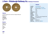 vintage! 1922 Pittsburgh Pennsylvania Railway Co. Transit Token coin pendant streetcar Transportation Good For One Fare USA necklace n002137