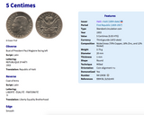 1953 Haiti 5 Cent coin pendant Haitian flags cannons palm trees Paul Magloire Port-au-Prince Cap-Haïtien Carrefour Delmas Pétion-Ville Port-de-Paix Croix des Bouquets Jacmel Léogâne Cayes Citadelle Laferrière Sans-Souci Minot Artibonite Gonaïves n003705