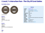 1946 Coral Gables Miami Dade Florida 1 Local 1/2 Interurban Fare transit token pendant Train Streetcar Trolley Metrobus Miracle Mile Ponce de León Boulevard Douglas Road University station Tamiami Trail Coral Way Biltmore Way Segovia St Bird Road n003774